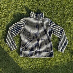 LL Bean Womens Size Small Black White Striped Full Zip Sweatshirt Jacket